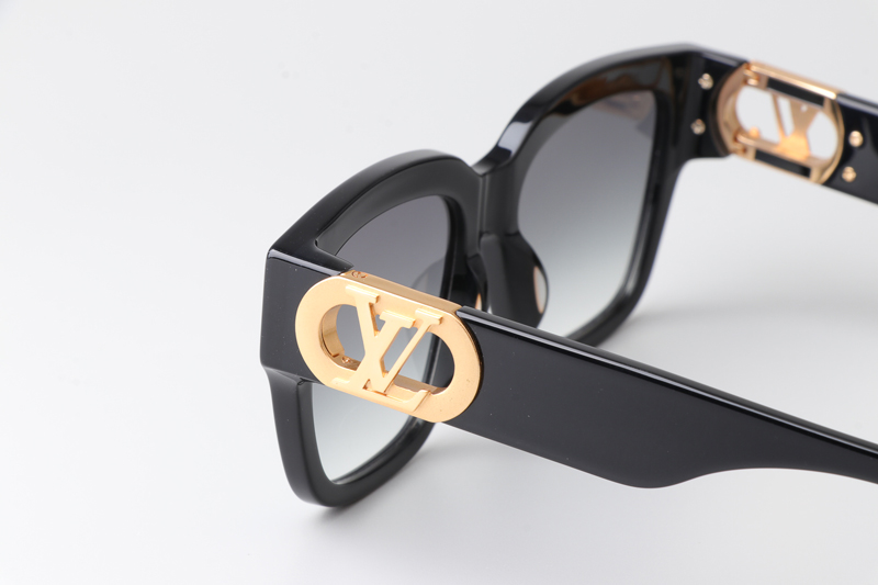 Z1566 Sunglasses Black Gold Gradient Gray