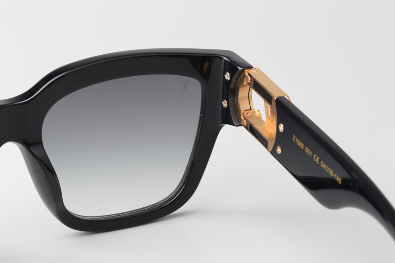 Z1566 Sunglasses Black Gold Gradient Gray