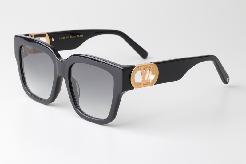 Z1566 Sunglasses Black Gold Gradient Gray