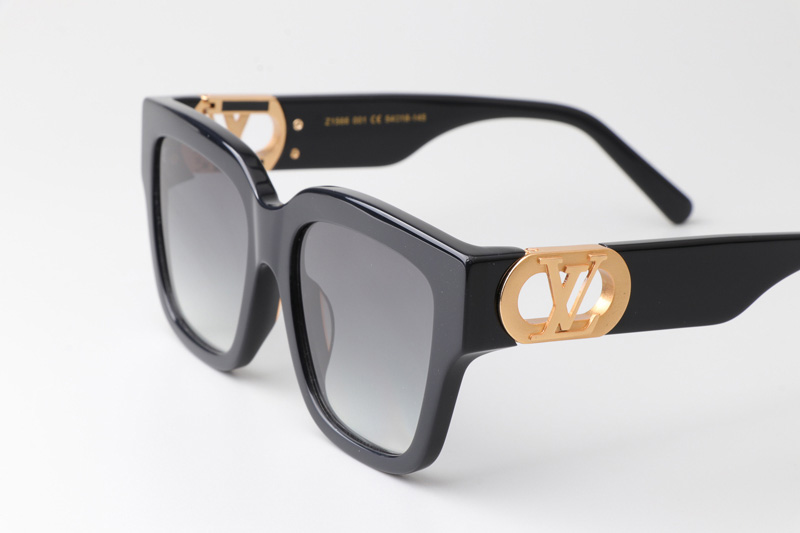 Z1566 Sunglasses Black Gold Gradient Gray