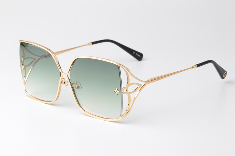 Z1632U Sunglasses Gold Gradient Green