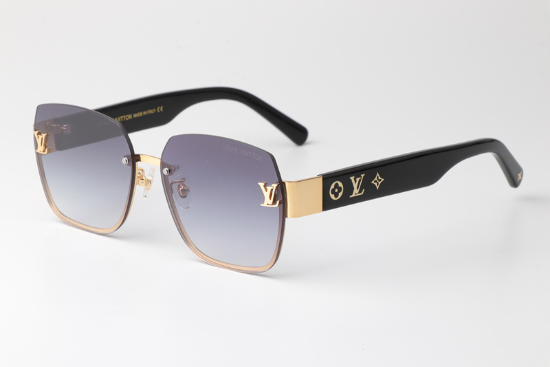 Z1863 Sunglasses Gold Black Gradient Gray