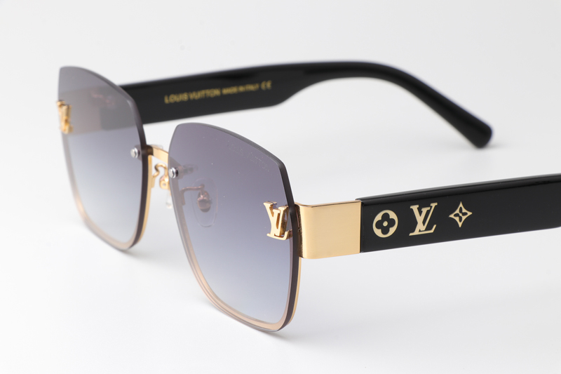 Z1863 Sunglasses Gold Black Gradient Gray