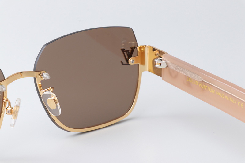 Z1863 Sunglasses Gold Pink Brown