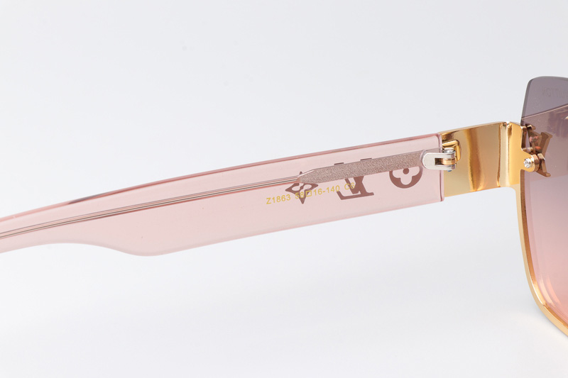 Z1863 Sunglasses Gold Pink Gradient Pink