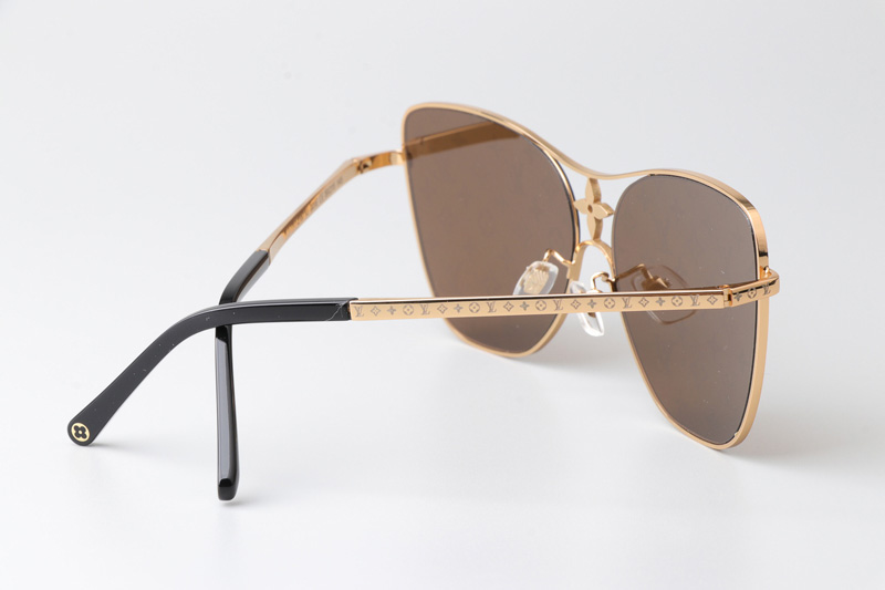 Z1871U Sunglasses Gold Brown Logo