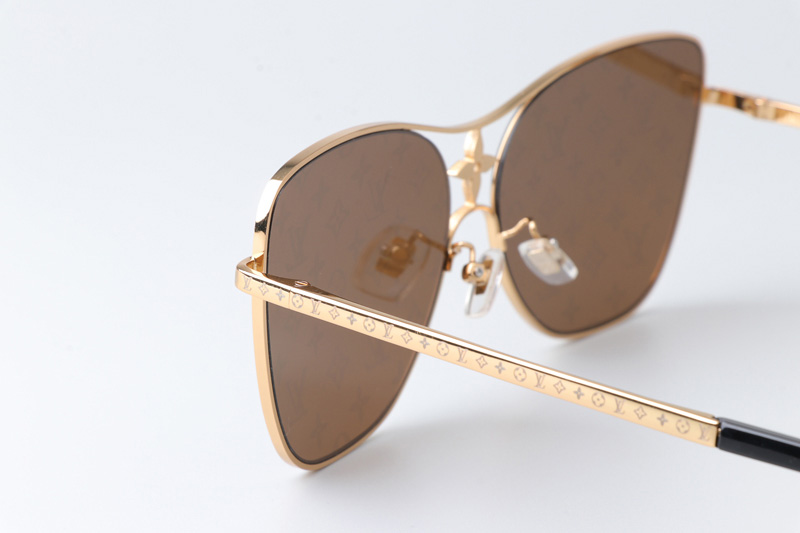 Z1871U Sunglasses Gold Brown Logo