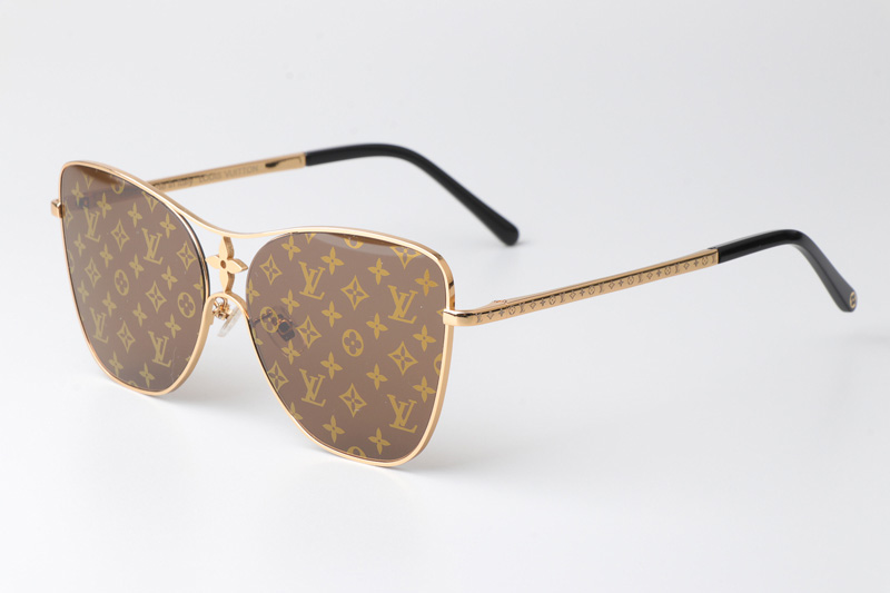 Z1871U Sunglasses Gold Brown Logo