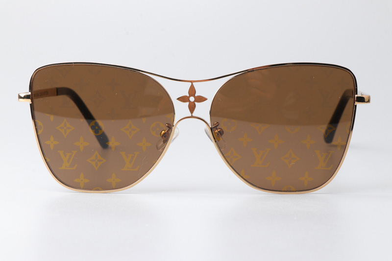 Z1871U Sunglasses Gold Brown Logo