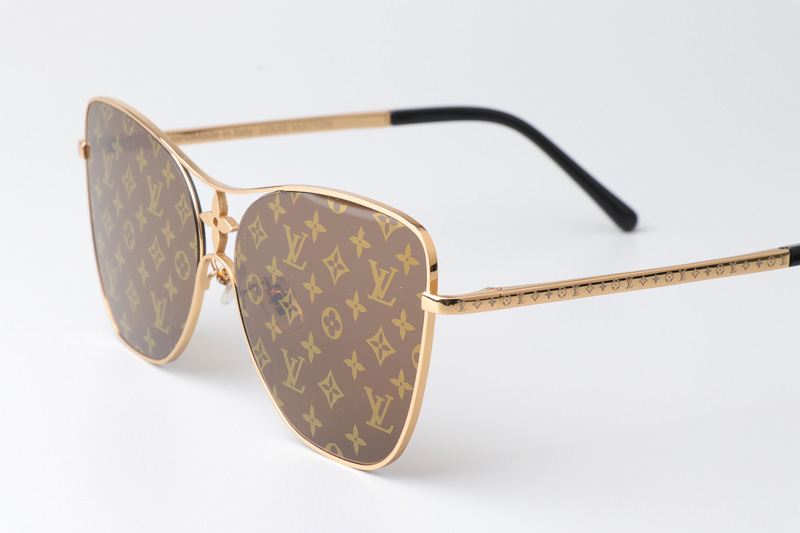 Z1871U Sunglasses Gold Brown Logo