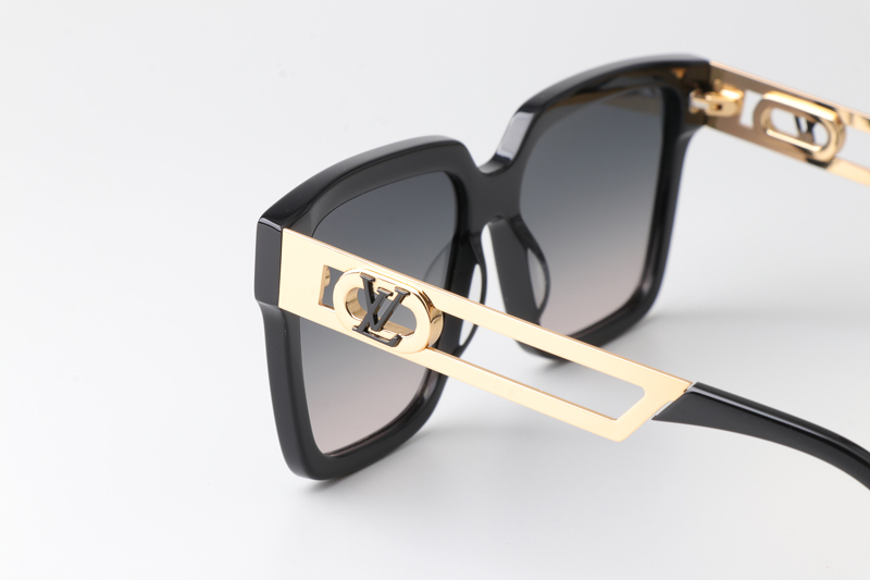 Z2097W Sunglasses Black Gold Gradient Gray
