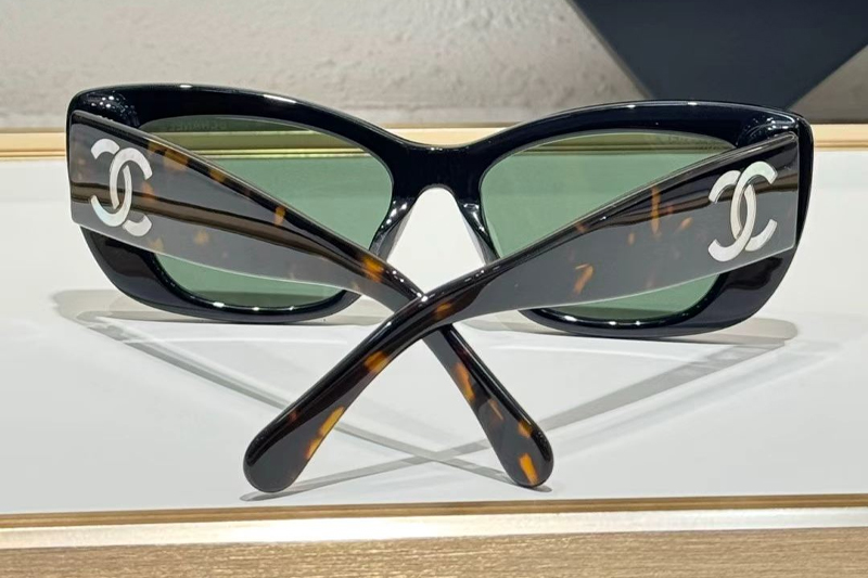 CHA71766 Sunglasses Black Tortoise Green