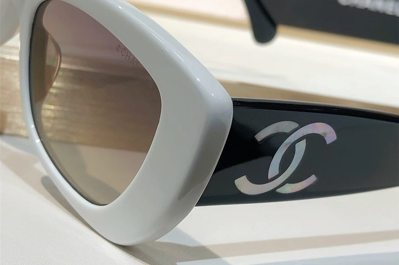 CHA71766 Sunglasses White Black Gradient Brown