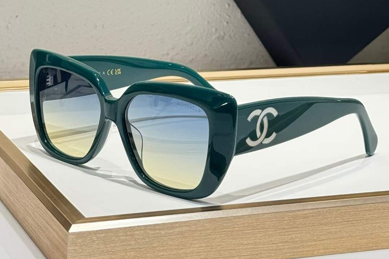 CHA71767 Sunglasses Green Gradient Blue