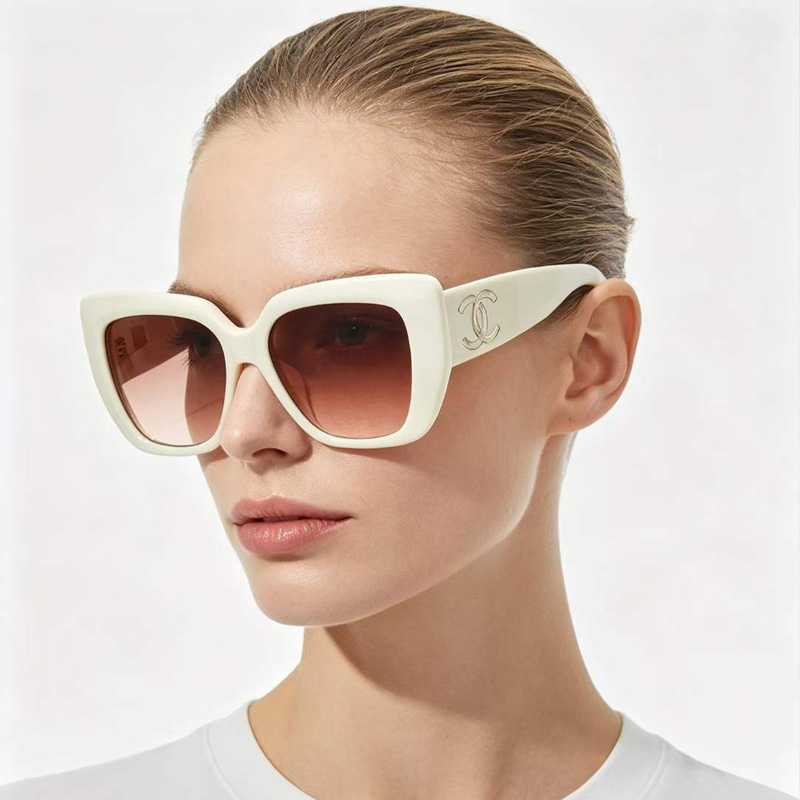 CHA71767 Sunglasses White Gradient Brown