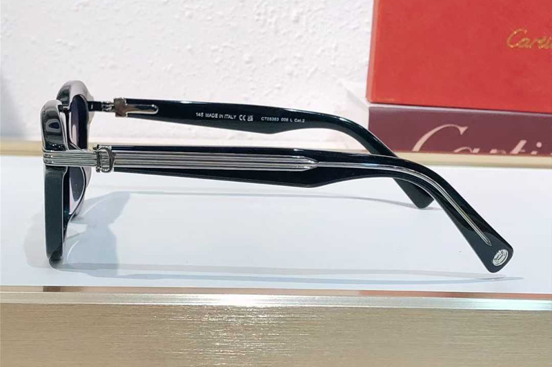 CT05363 Sunglasses Black Silver Gradient Gray