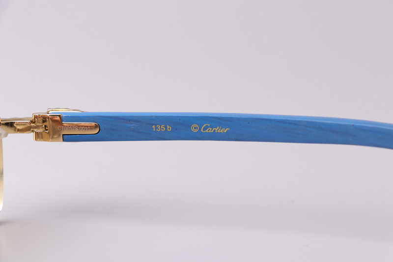 CT 3524012 Big Diamond Blue Wood Sunglasses Gold Gradient Brown