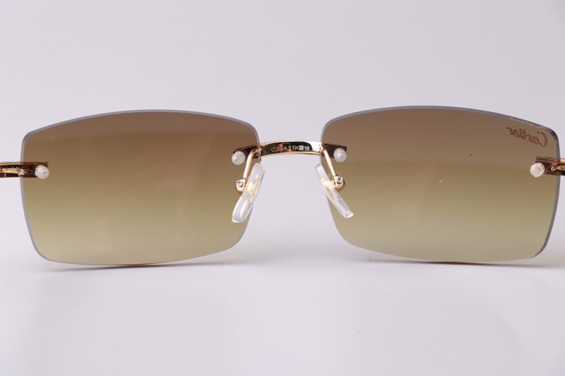 CT 3524012 Big Diamond Blue Wood Sunglasses Gold Gradient Brown