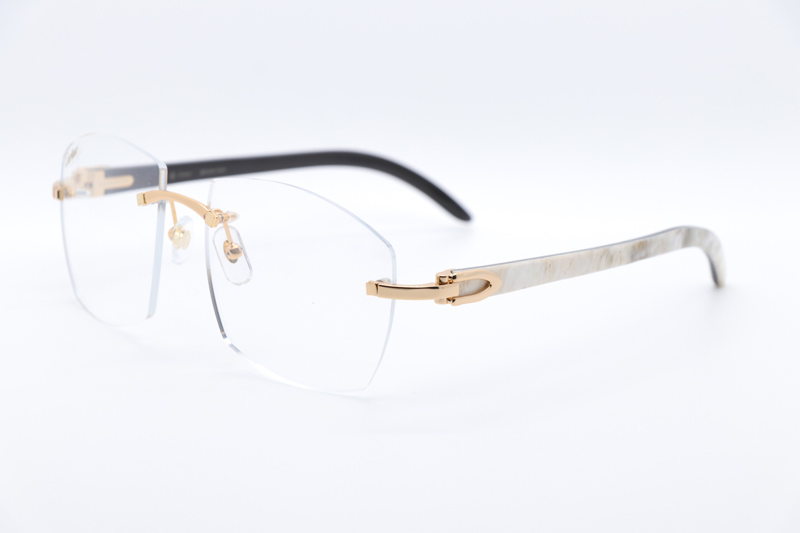 CT 4189706 White Mix Black Buffalo Eyeglasses Gold