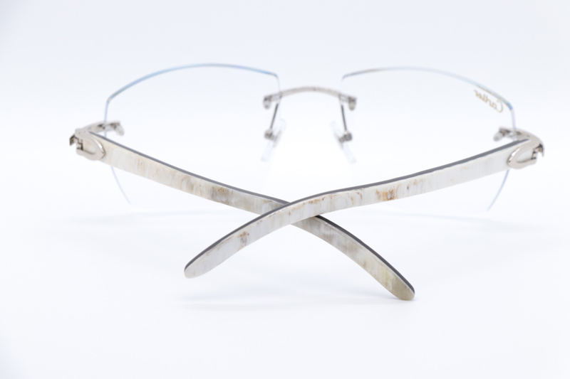 CT 4189706 White Mix Black Buffalo Eyeglasses Silver