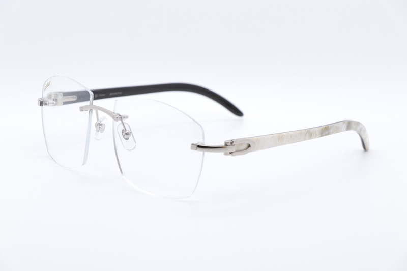 CT 4189706 White Mix Black Buffalo Eyeglasses Silver