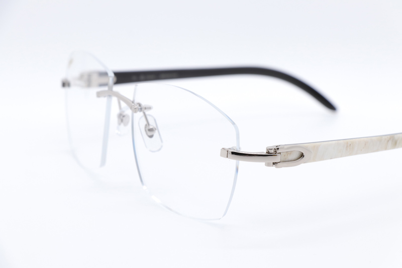 CT 4189706 White Mix Black Buffalo Eyeglasses Silver