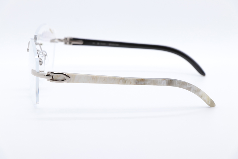 CT 4189706 White Mix Black Buffalo Eyeglasses Silver