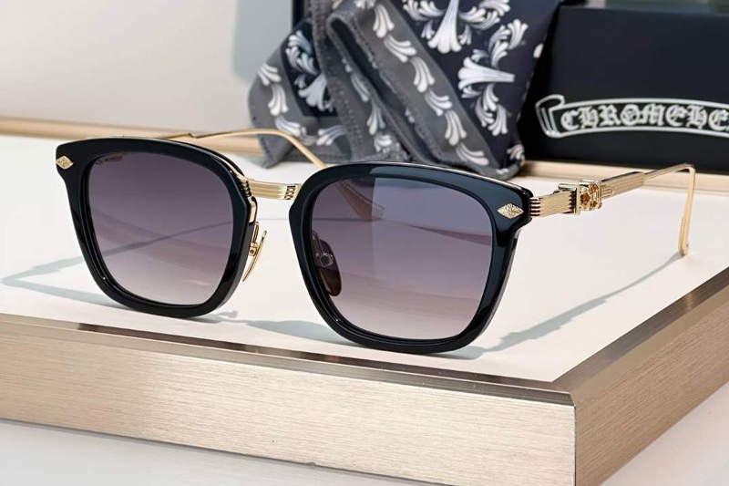 Overpoked Sunglasses Black Gold Gradient Gray
