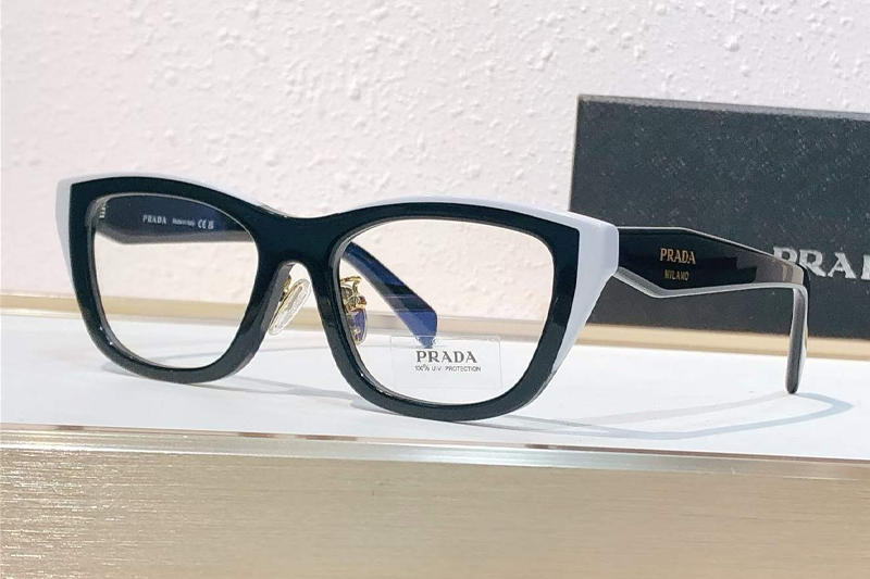 PRD11VD Eyeglasses Black White Black