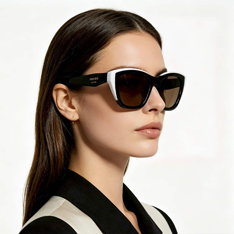 PRD11VD Sunglasses Black White Brown
