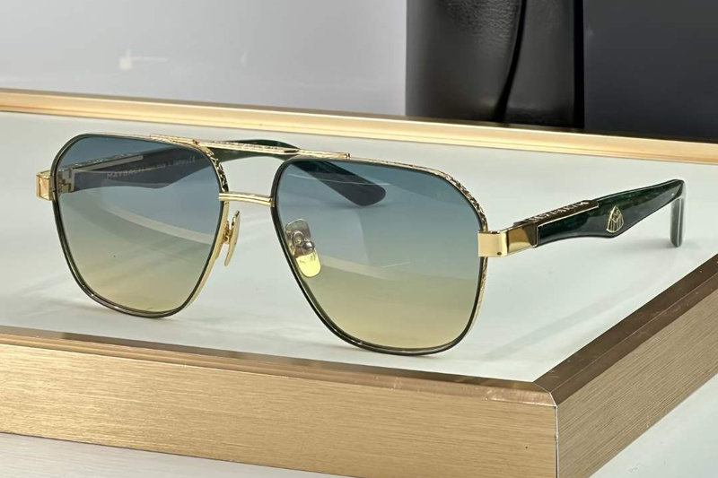 The Onge Sunglasses Gold Gradient Green