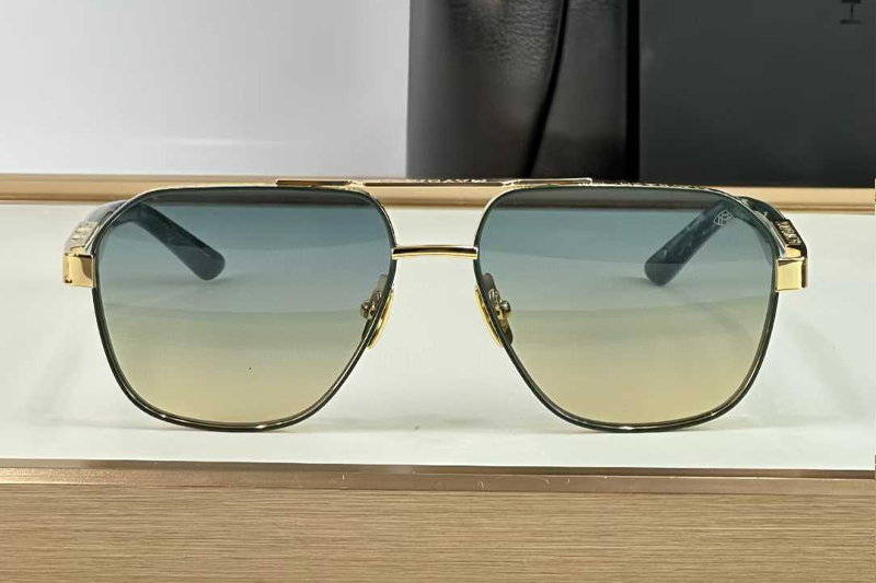 The Onge Sunglasses Gold Gradient Green